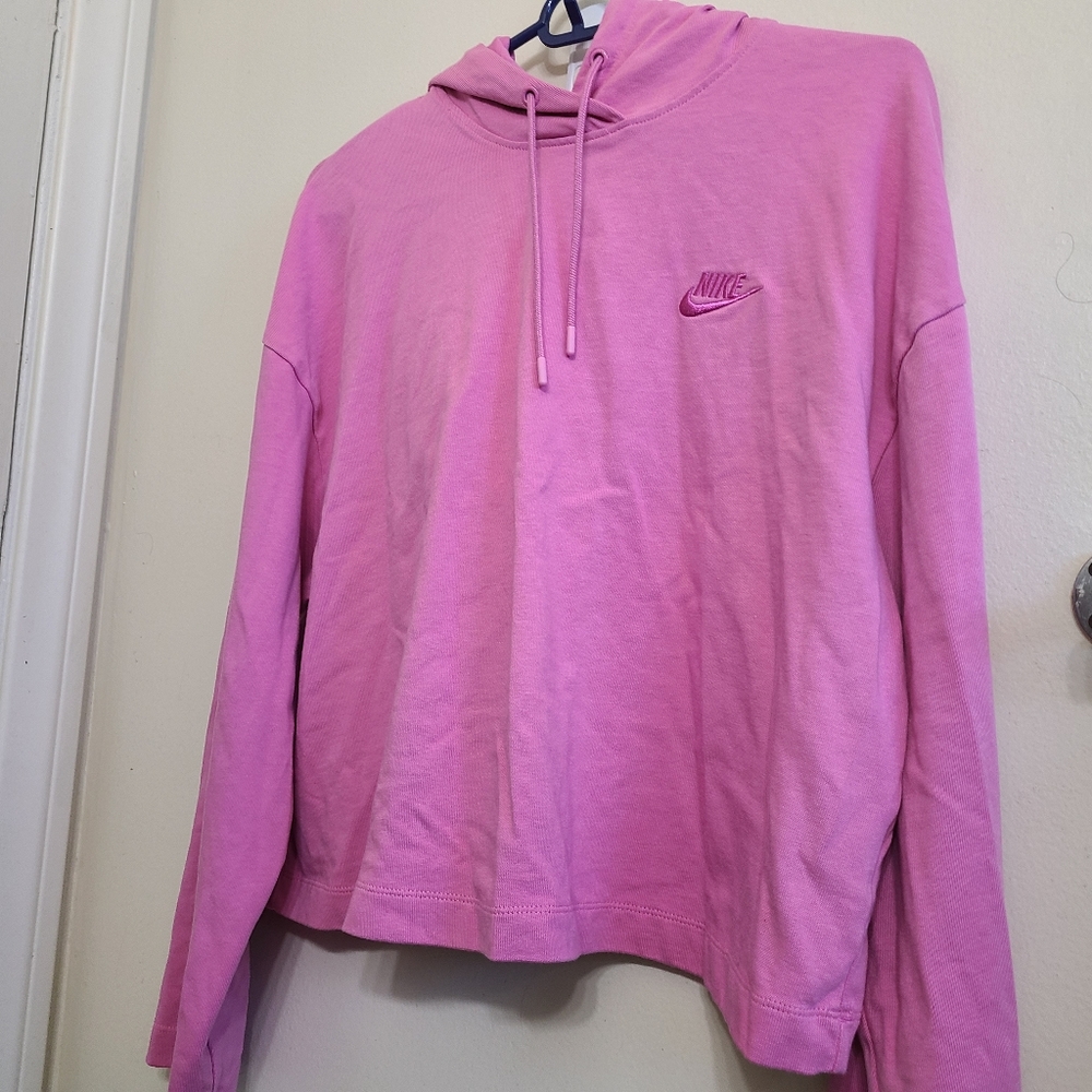 Nike Women's Long Sleeve Cropped Hoodie Sweater Pink Purple size Large